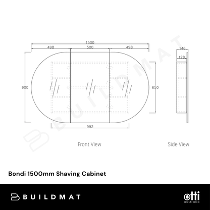 Otti Bondi 1500mm Sable Walnut Shaving Cabinet