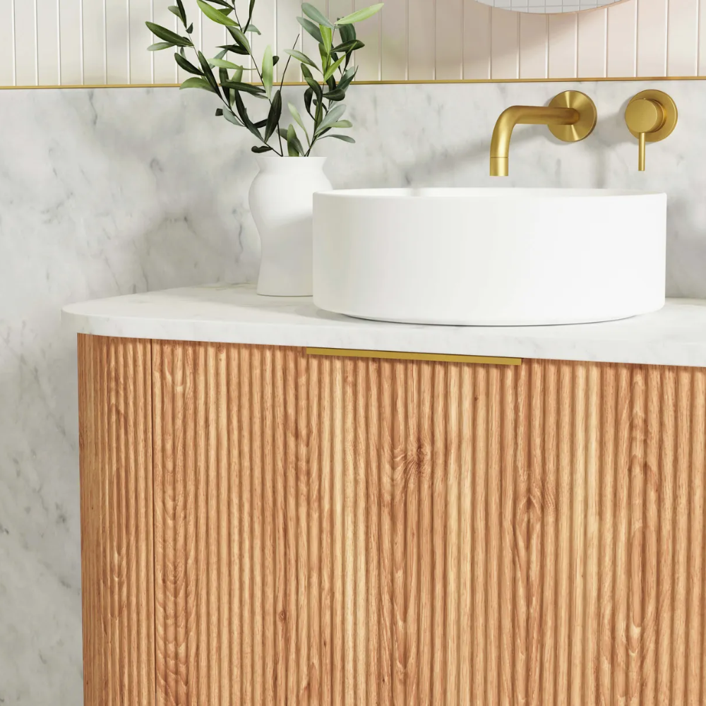 Otti Bondi 900mm Woodland Oak Fluted Curve Vanity