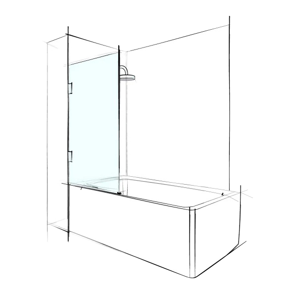Custom Frameless Bathscreen Swing Panel (From Wall) - Up to 800 / Clear / Hinged