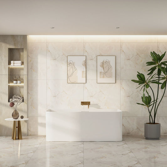 Bullion Ultra-Thin Back-to-Wall Bathtub - 1700mm / Gloss White
