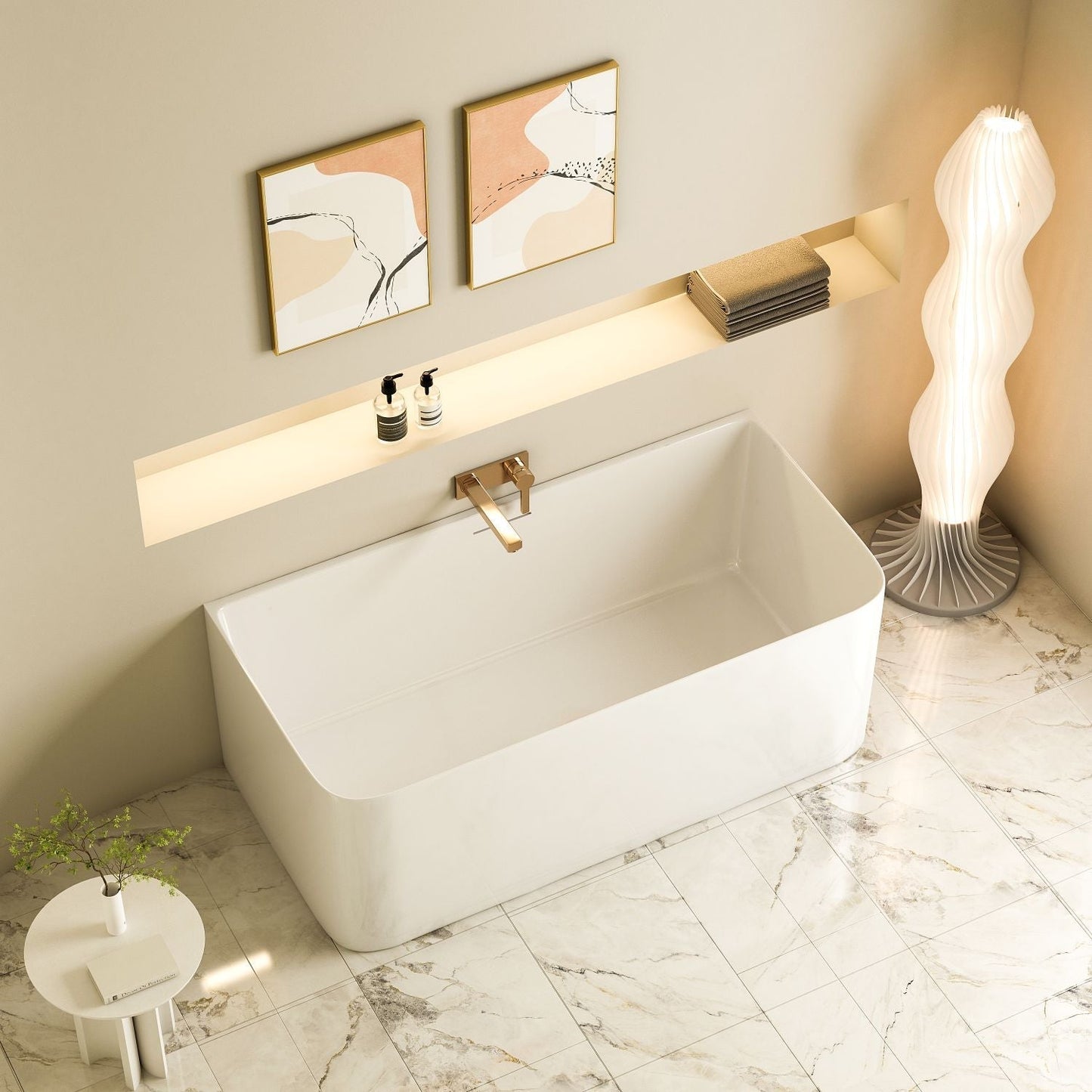 Bullion Ultra-Thin Back-to-Wall Bathtub - 1700mm / Gloss White
