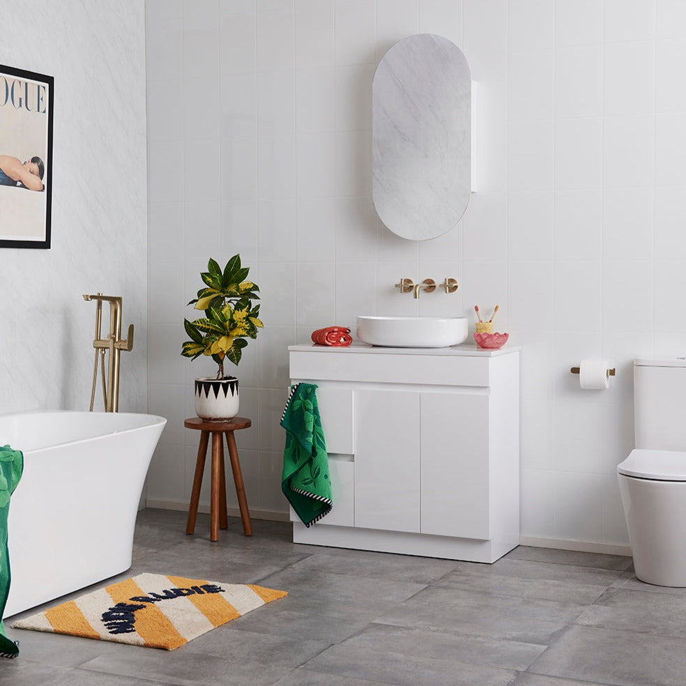 Nero Bianca Freestanding Bath Mixer with Handshower