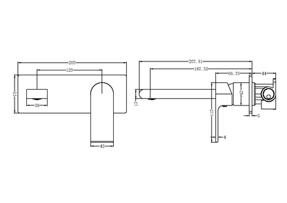 Nero Bianca Wall Mixer 200mm Spout