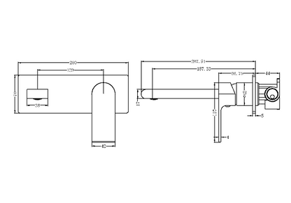 Nero Bianca Wall Mixer 200mm Spout