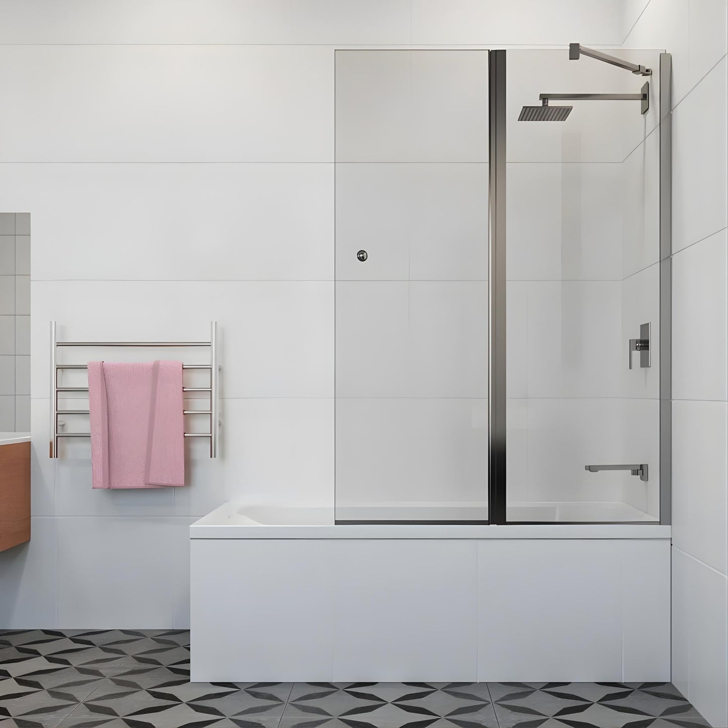 DECINA CASCADE FRAMELESS FIXED/ SWING PIVOT PANEL BATH SHOWER SCREEN