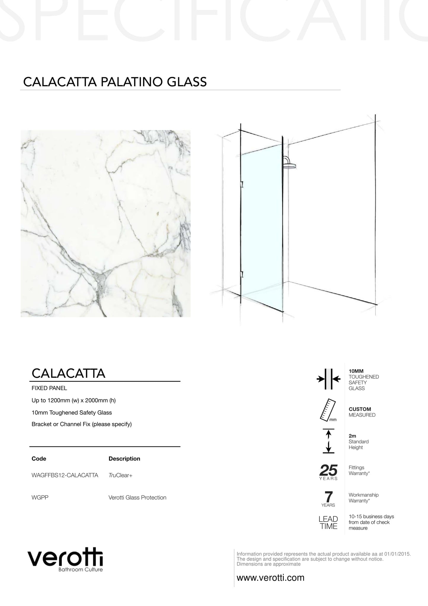 CALACATTA - Up to 1200 x 2000 / TruClear+ / Concealed Channel Anodised