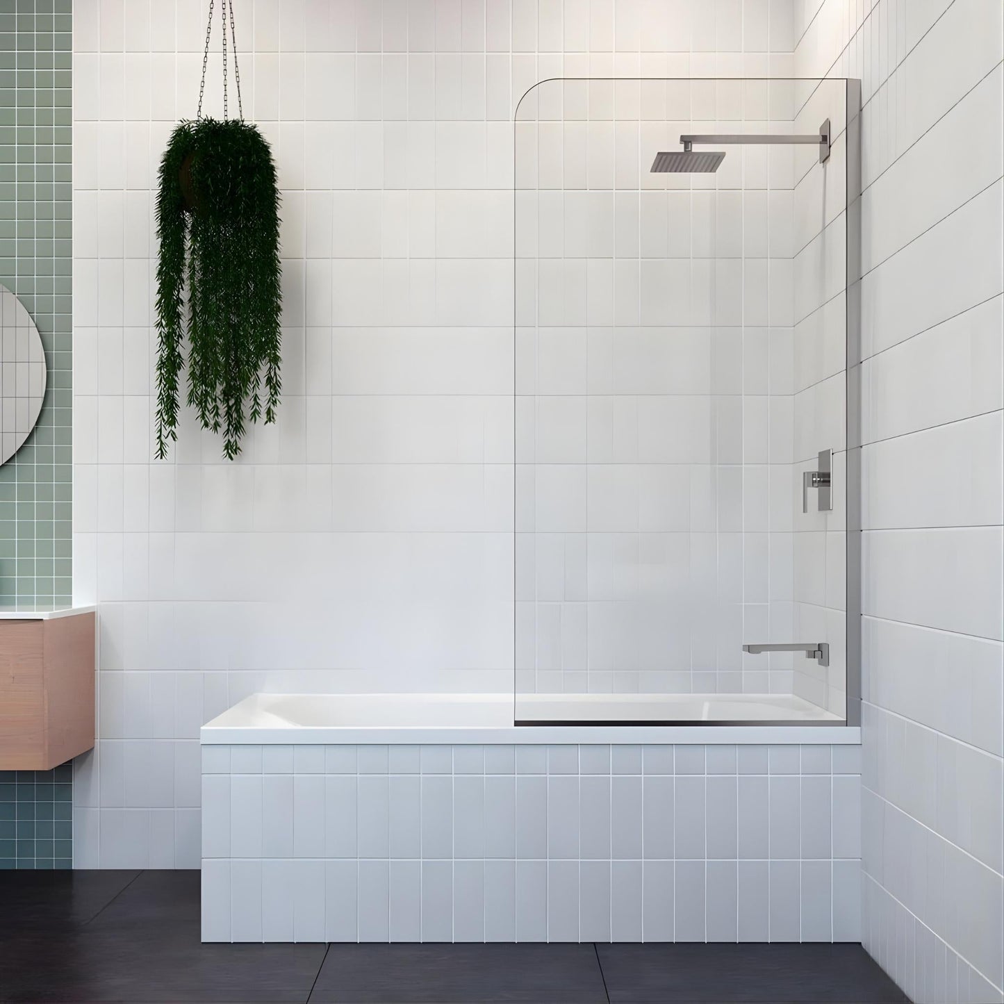DECINA CASCADE FRAMELESS PIVOT PANEL BATH SHOWER SCREEN