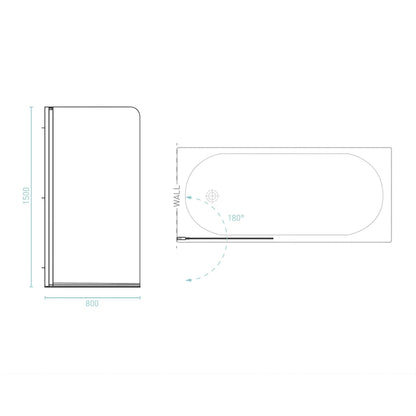 DECINA CASCADE FRAMELESS PIVOT PANEL BATH SHOWER SCREEN