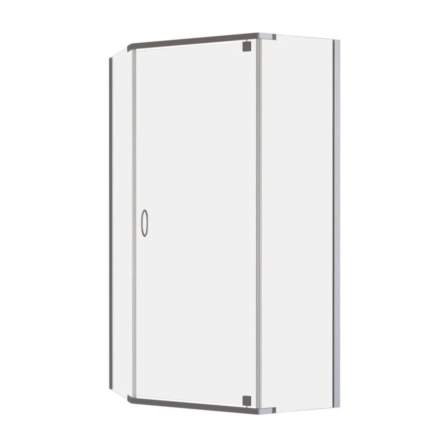 DECINA CASCADE SEMI-FRAMELESS ANGLE PIVOT SHOWER SCREEN
