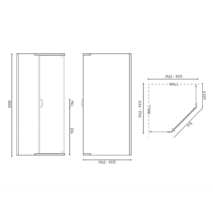 DECINA CASCADE SEMI-FRAMELESS ANGLE PIVOT SHOWER SCREEN
