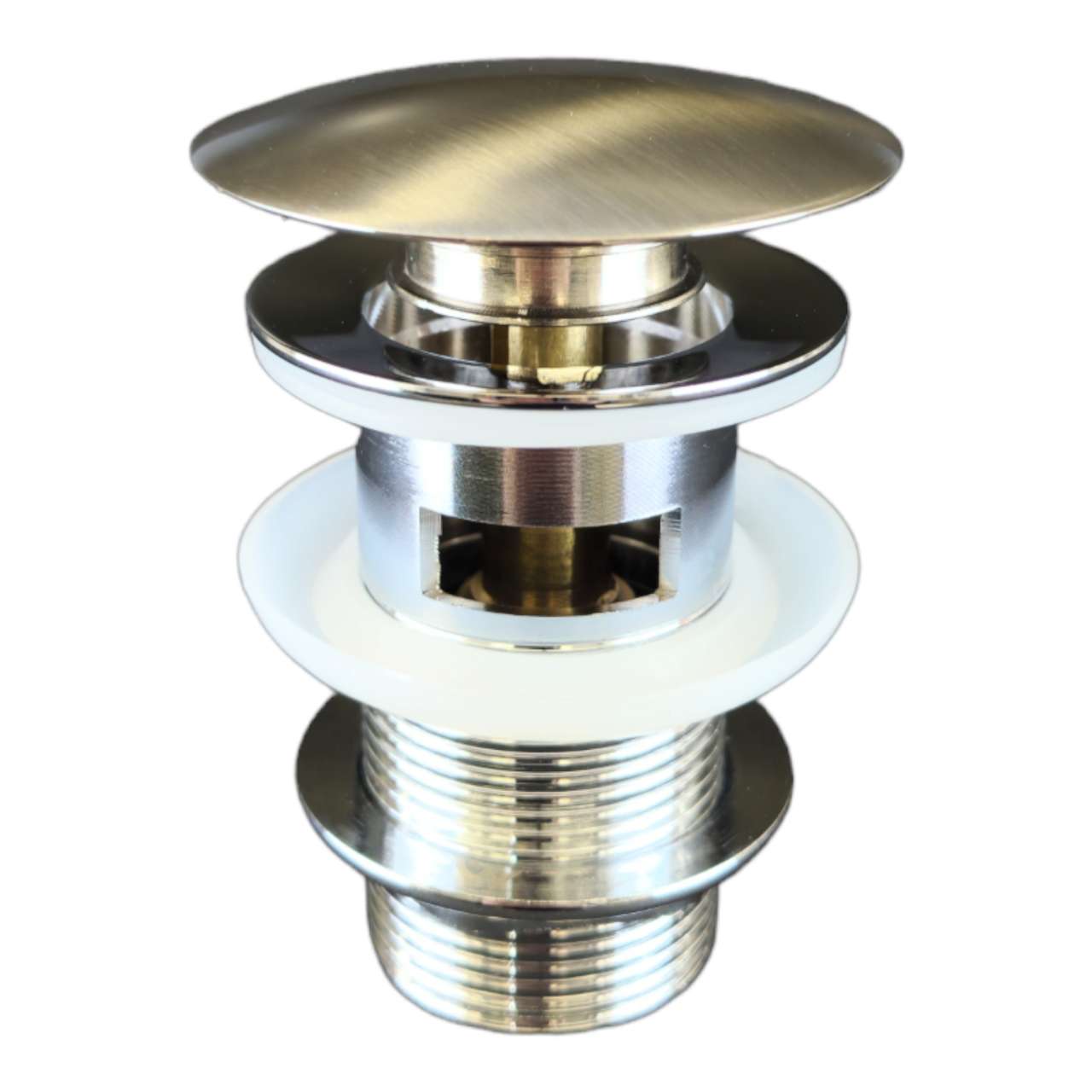 32/40mm Chrome Solid Brass Basin Pop-Up Waste with Metal Cap - Brushed Nickel (No Overflow)