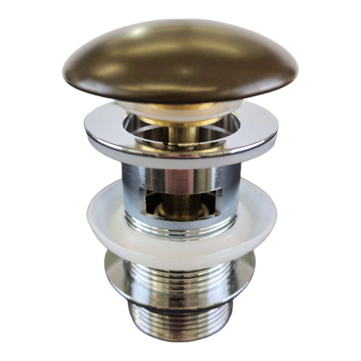 32/40mm Chrome Solid Brass Basin Pop-Up Waste with Ceramic Cap - Matt Brown (No Overflow)
