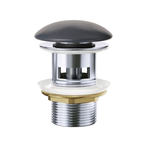 32/40mm Chrome Solid Brass Basin Pop-Up Waste with Ceramic Cap - Matt Dark Grey (No Overflow)