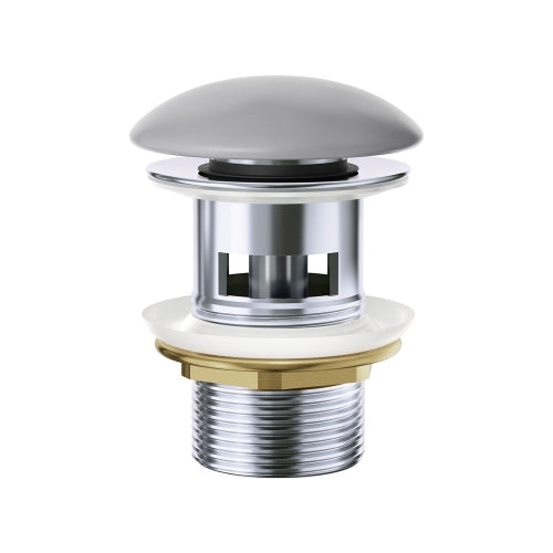 32/40mm Chrome Solid Brass Basin Pop-Up Waste with Ceramic Cap - Light Grey (No Overflow)