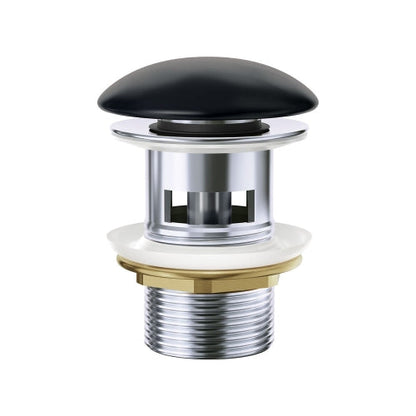 32/40mm Chrome Solid Brass Basin Pop-Up Waste with Ceramic Cap - Matt Black (No Overflow)