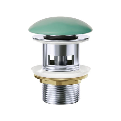 32/40mm Chrome Solid Brass Basin Pop-Up Waste with Ceramic Cap - Matt Green (No Overflow)