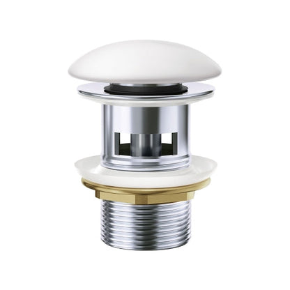 32/40mm Chrome Solid Brass Basin Pop-Up Waste with Ceramic Cap - Matt White (No Overflow)