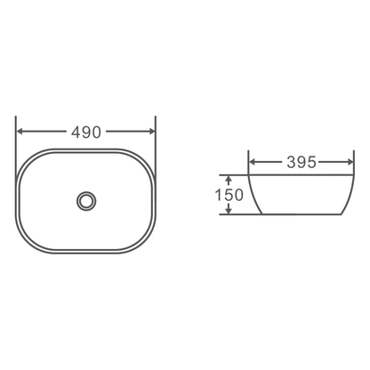 Chur 43 Counter-top Round-edged Square Basin - Matt Black