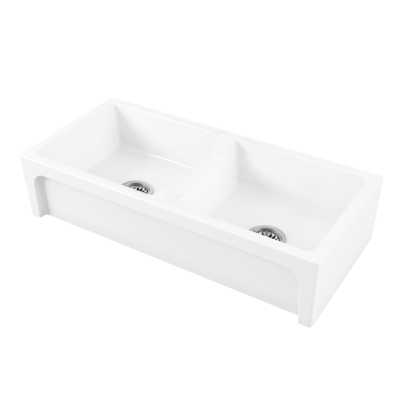 Chambord CHARLES Large Double Bowl Fireclay White