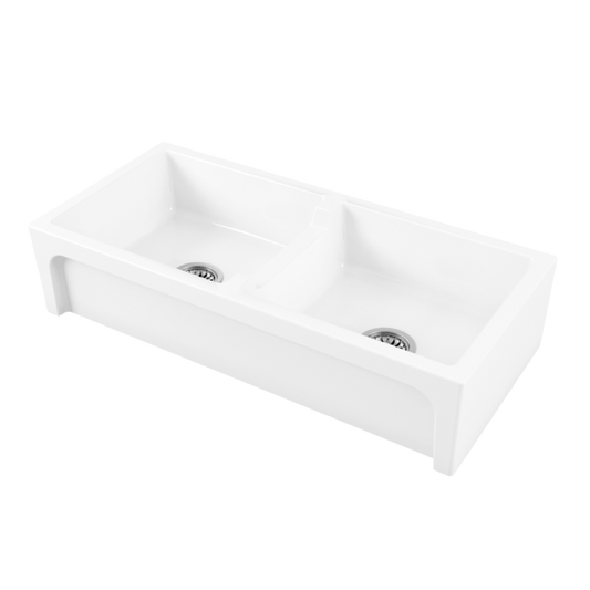 Chambord CHARLES Large Double Bowl Fireclay White