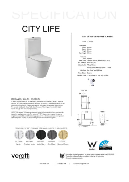 CITY LIFE SLIM BTW TOILET