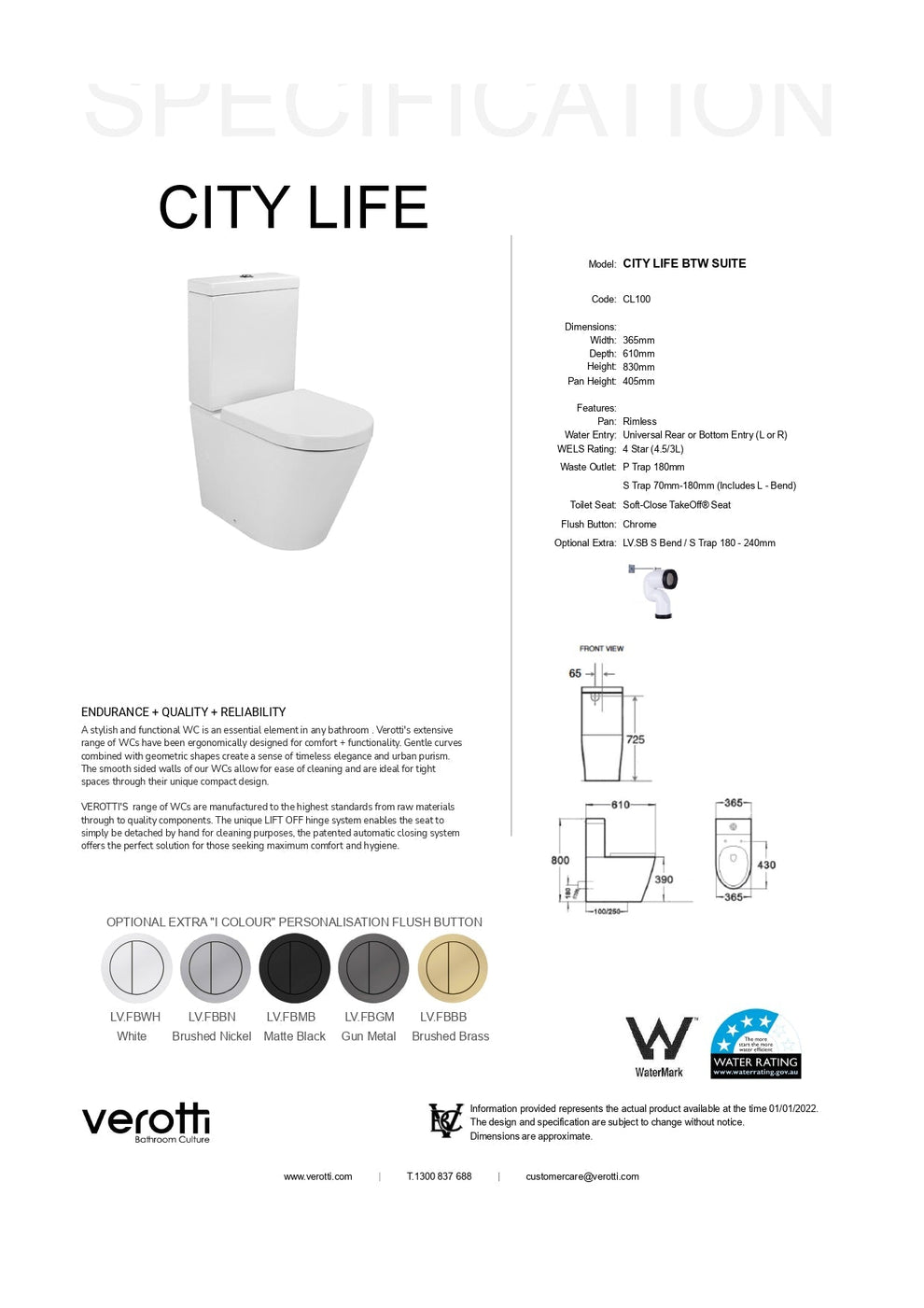 CITY LIFE BTW TOILET | Reno Spares