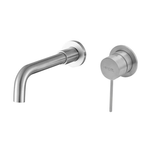 TRIM SET - City Life Inox Lead Free Minimalist Wall Mounted Basin/Bath Mixer W/- 190mm Spout 6 Star Inc: Wall Breach Brushed Nickel