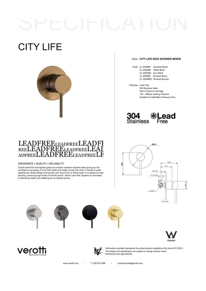 City Life Inox Shower Or Bath Mixer