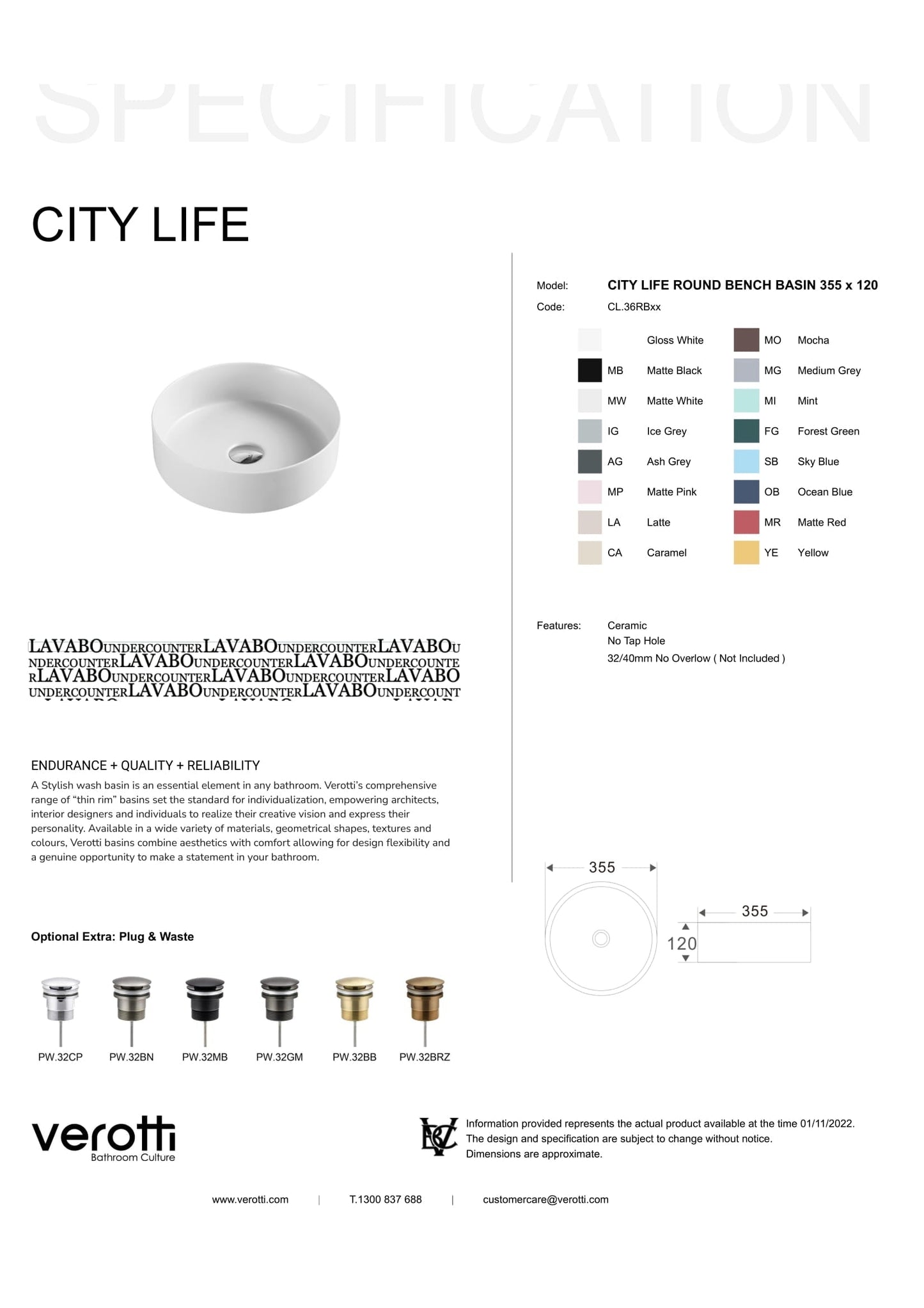 CITY LIFE ROUND (W355, H120)