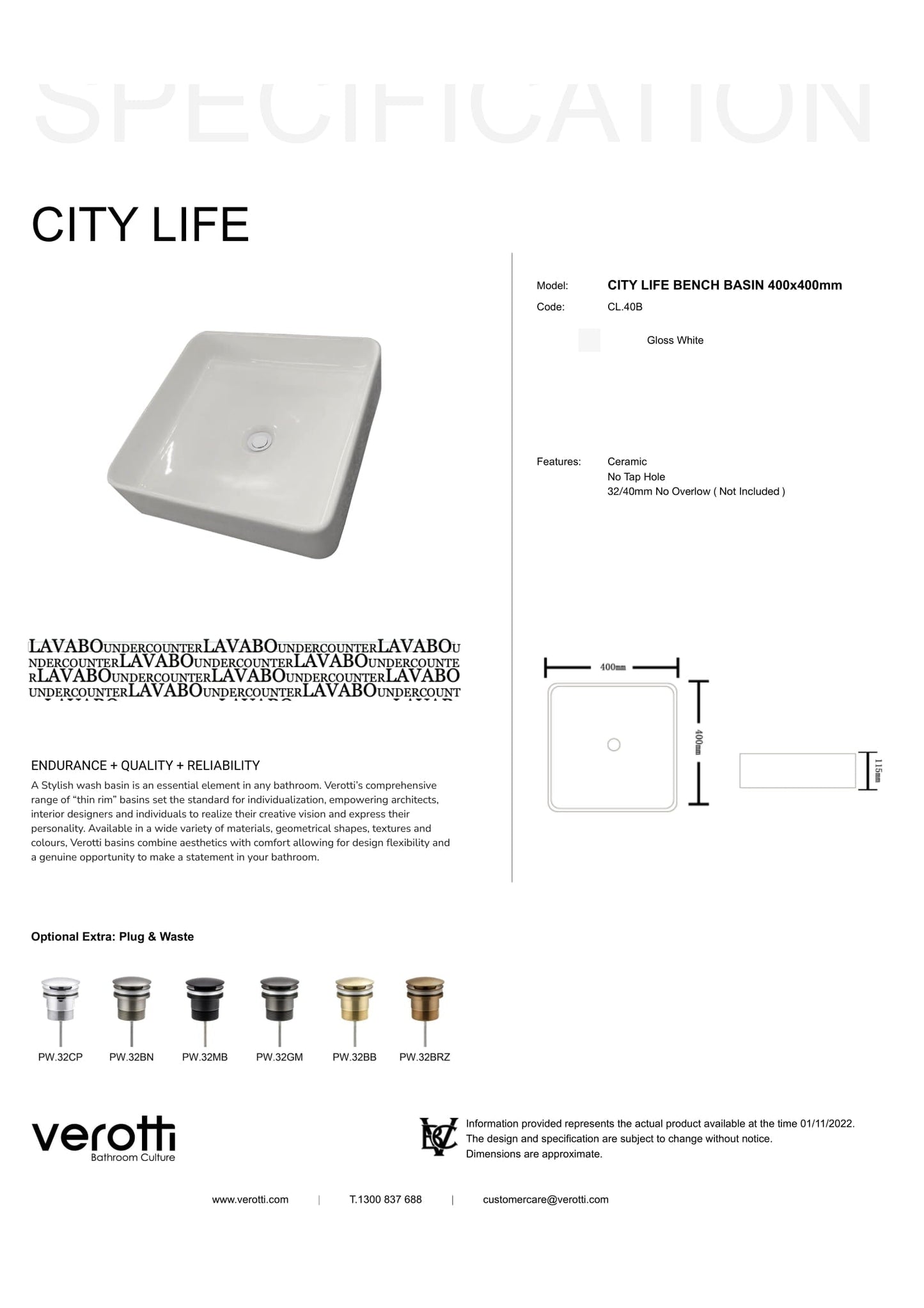 CITY LIFE (W400, D400, H115)