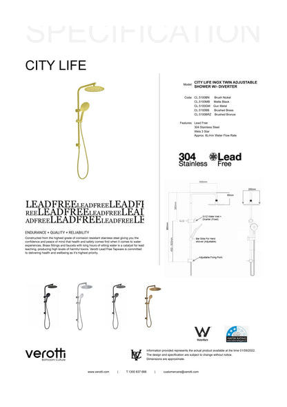 City Life Twin Adjustable Shower w/-Diverter