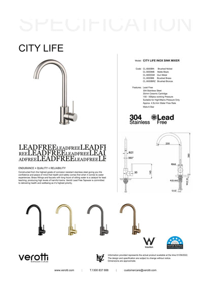 City Life Inox Kitchen/Laundry Mixer