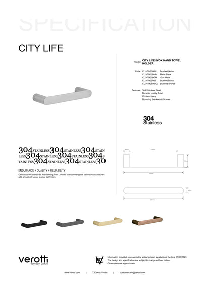 City Life Inox Hand Towel Holder
