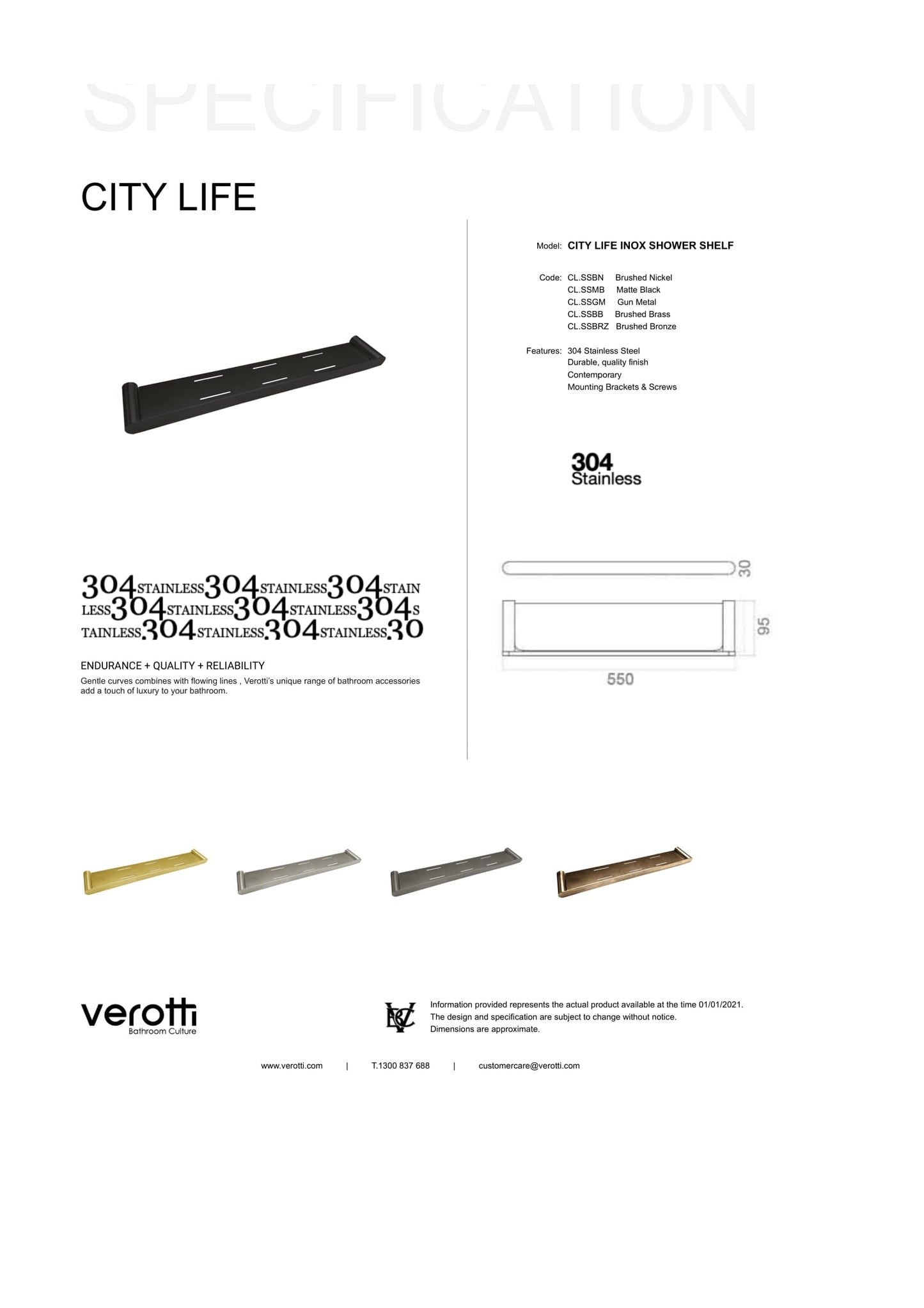 City Life Inox Shower Shelf