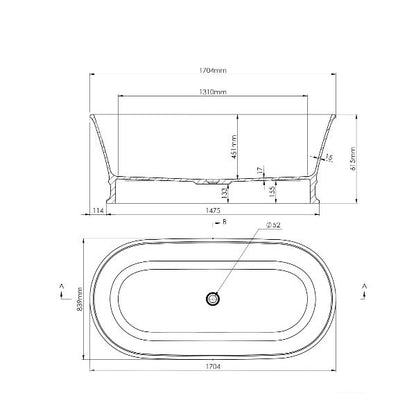 Claremont 170 x 84 MagnaCast Free Standing Bath –