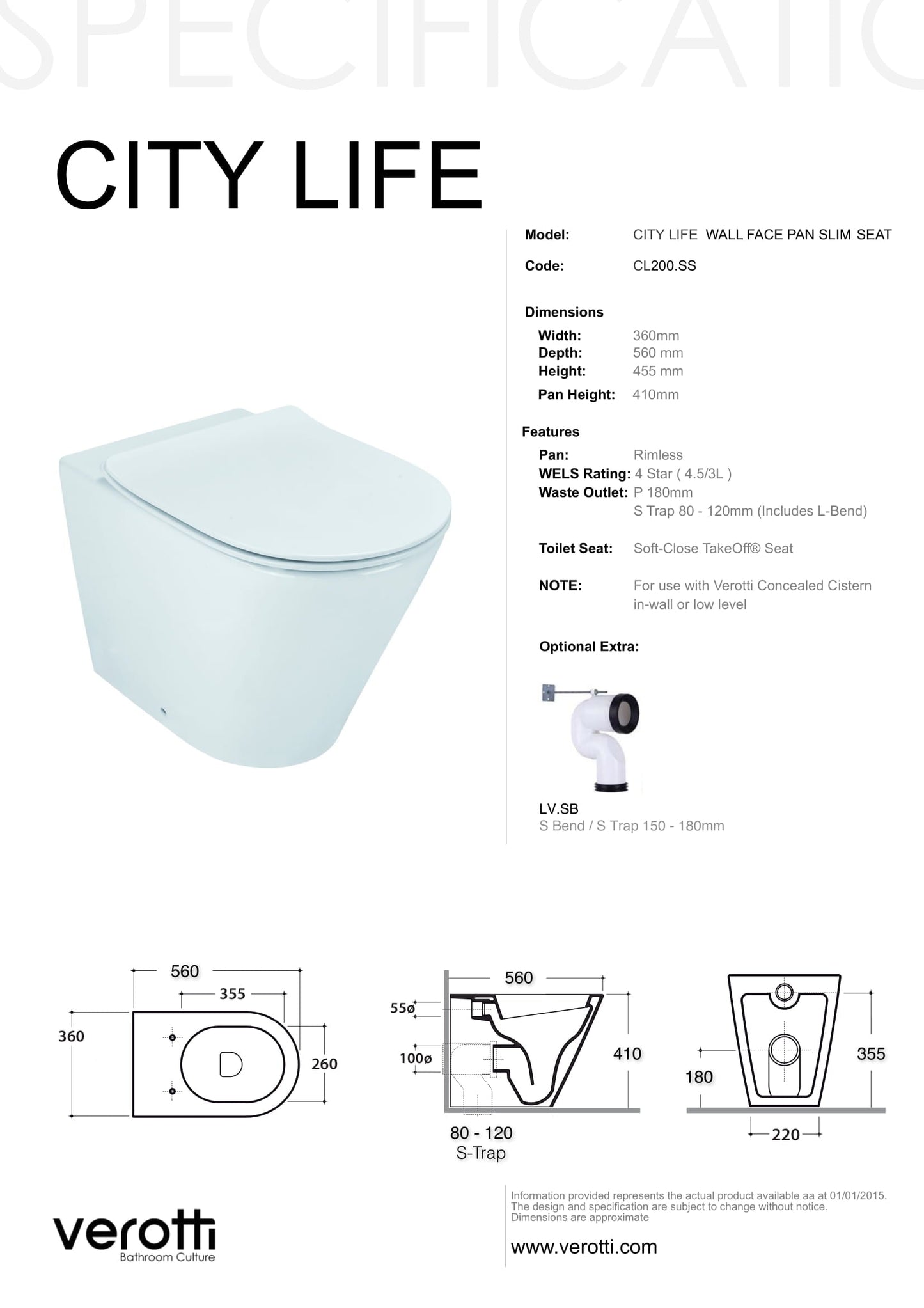 CITY LIFE SLIM WALL FACED PAN