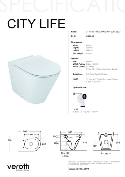 CITY LIFE SLIM WALL FACED PAN