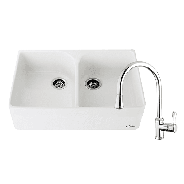 Chambord Clotaire Double Sink & 400674-LF Kitchen Mixer in Chrome