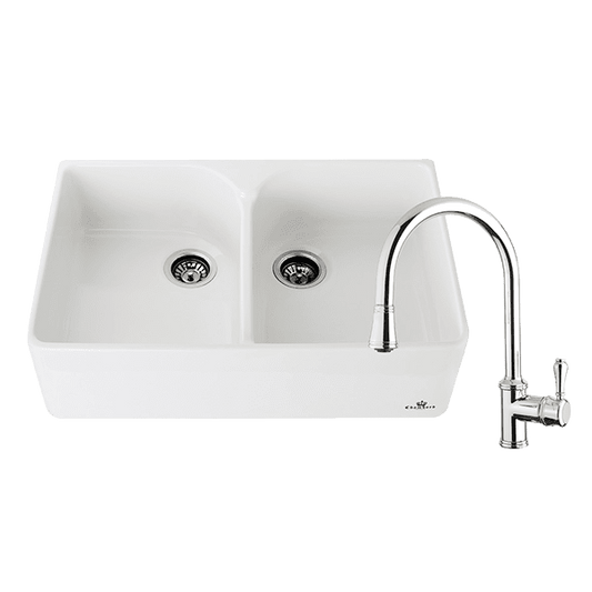 Chambord Clotaire Double Sink & 400674-LF Kitchen Mixer in Chrome