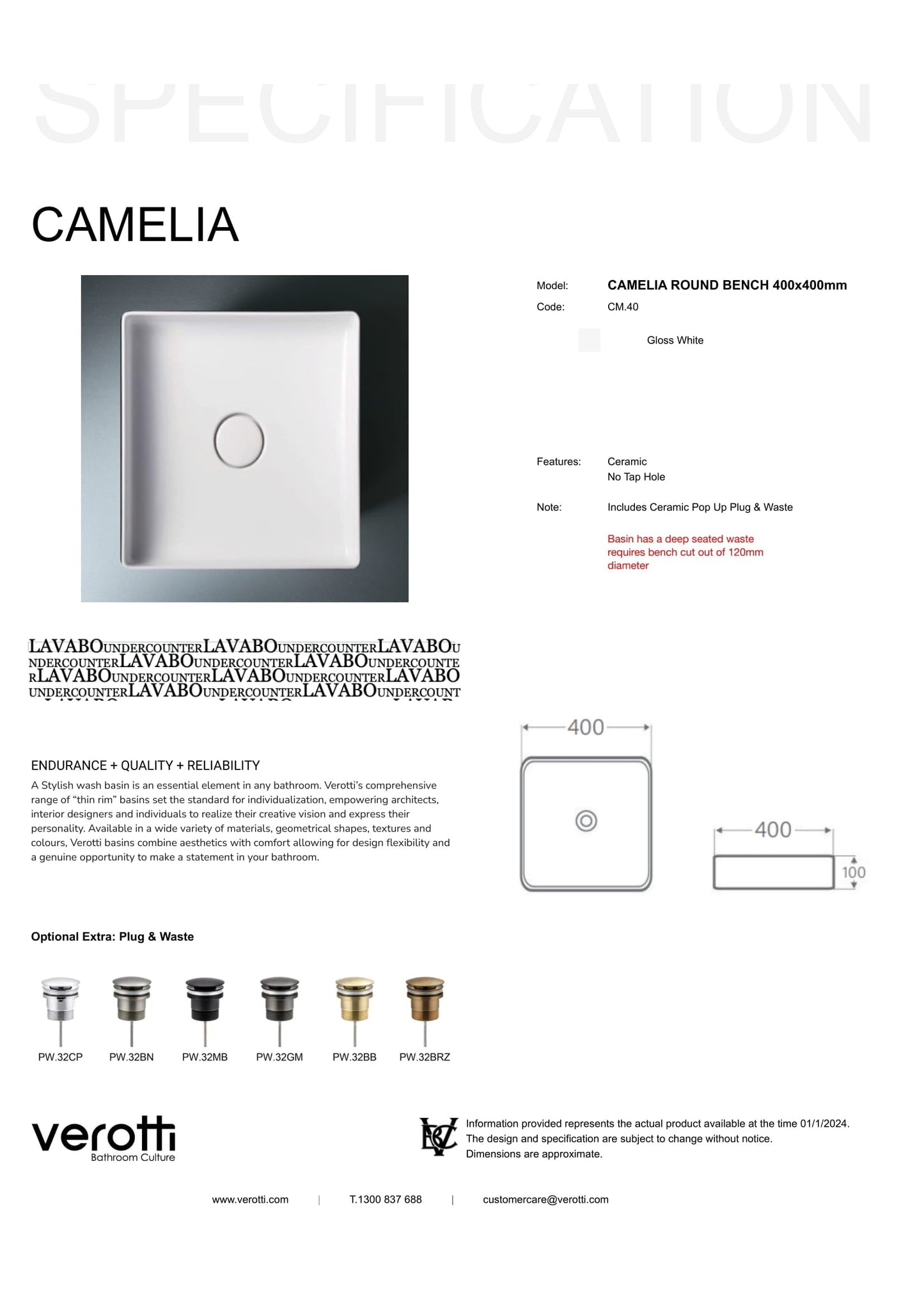 CAMELLIA (W400 , D400 , H100)