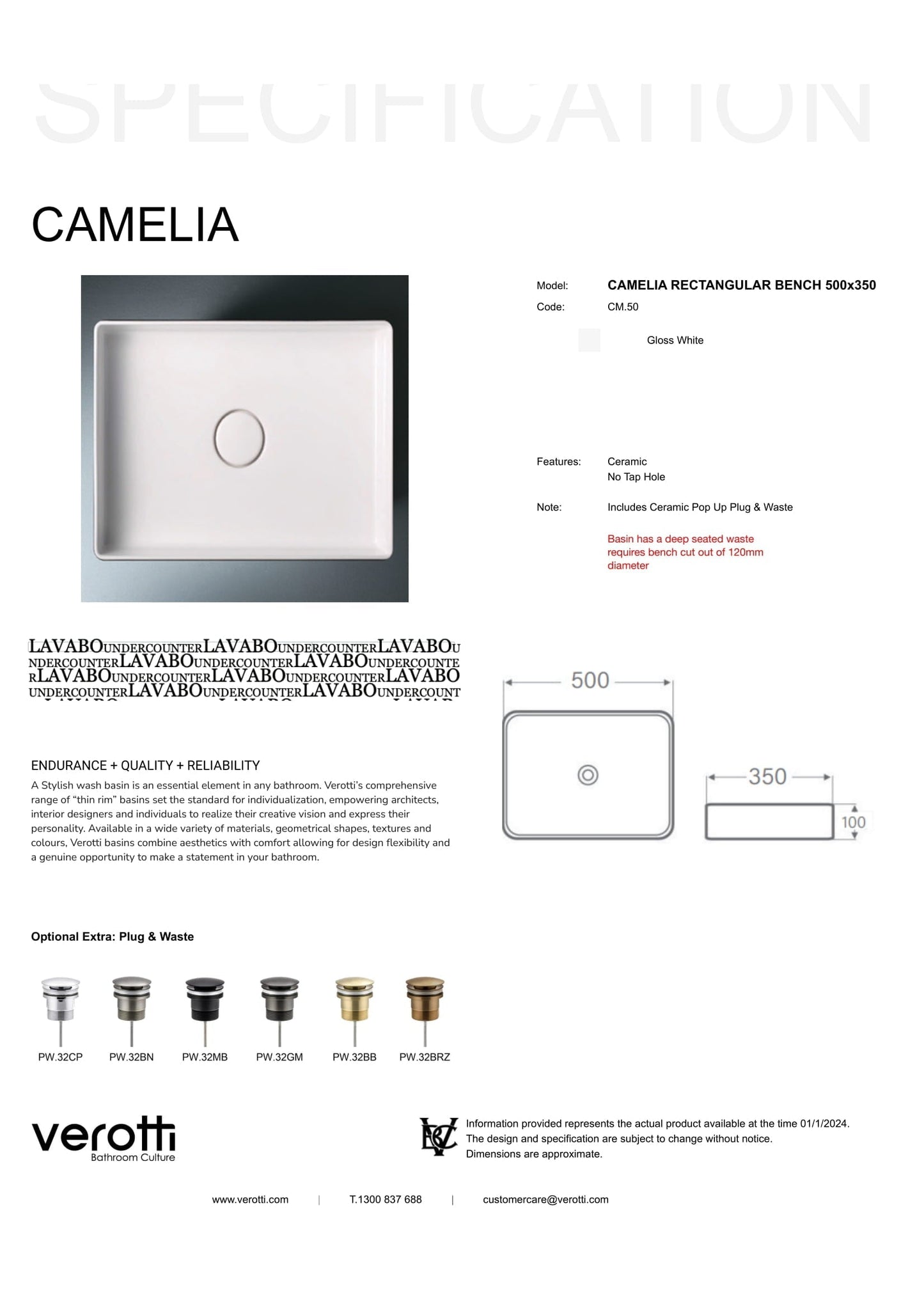 CAMELIA (W500 , D350 , H100)