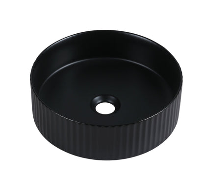 Cora 36 Counter-Top Fluted Round Basin- Matt Black