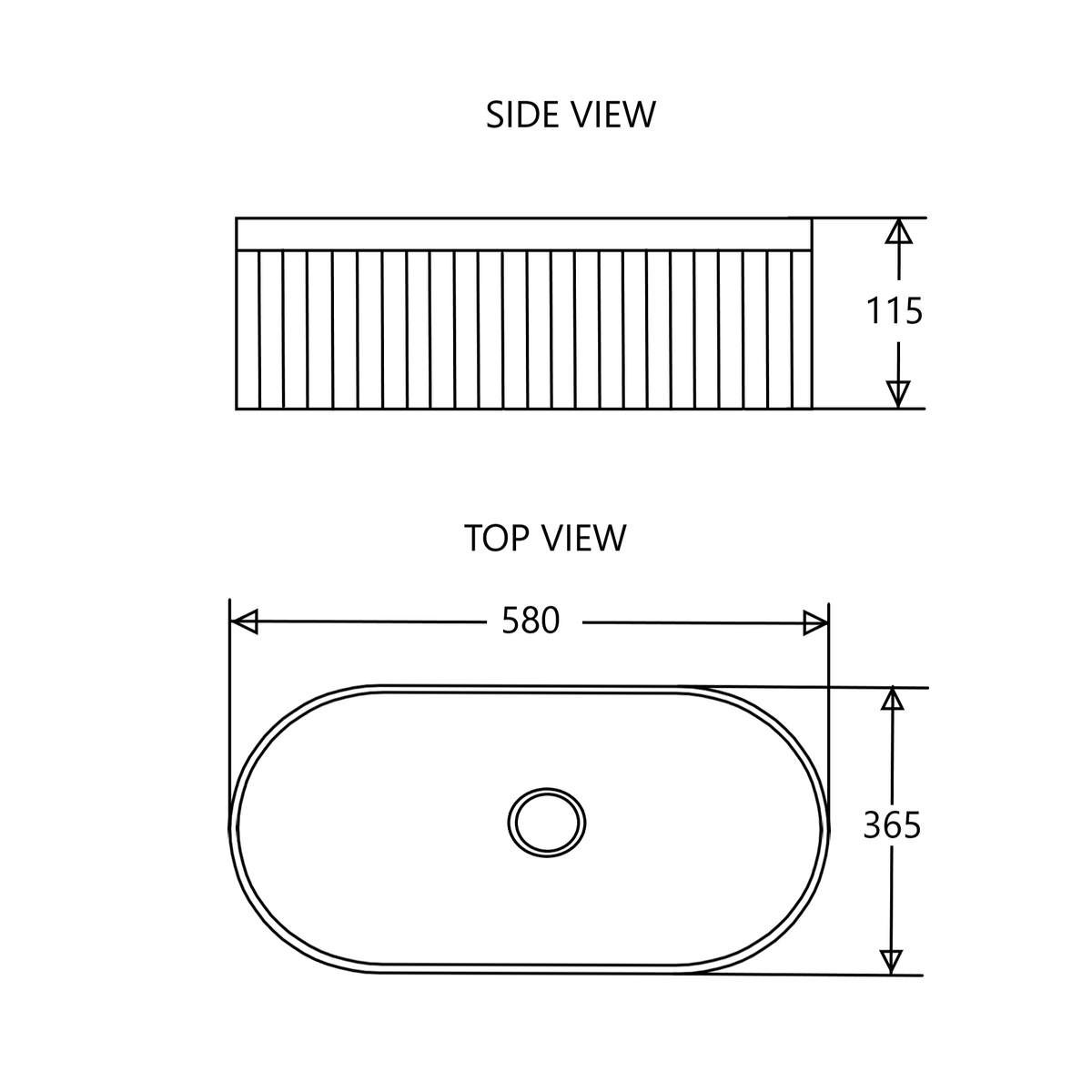 Cora 58 Counter-Top Fluted Oval Basin - Gloss White