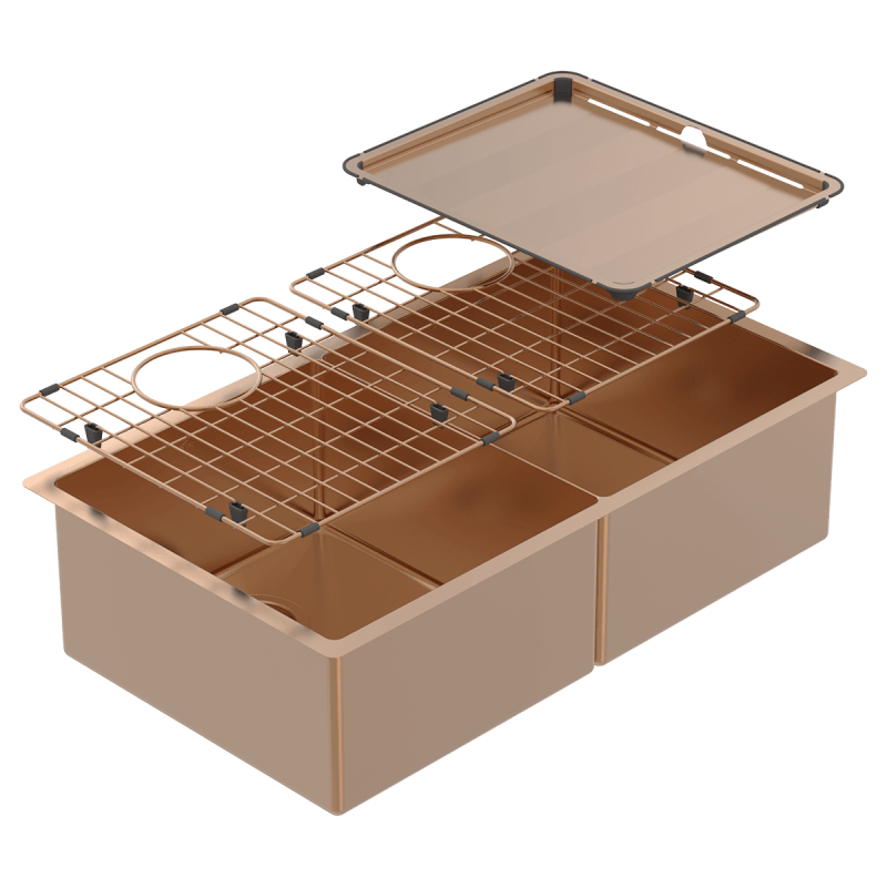 Piazza Double Square Bowl Artisan Copper