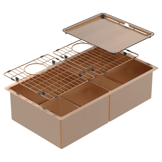 Piazza Double Square Bowl Artisan Copper
