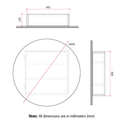 Thermogroup CR6060W 600 Round White Mirror Cabinet