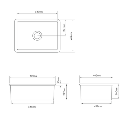 Turner Hastings Cuisine 60 x 46 Inset / Undermount Fine Fireclay Sink