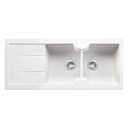 Turner Hastings Cuisine 116 x 50 Double Bowl Fireclay Sink with Overflow Left Hand Drainer