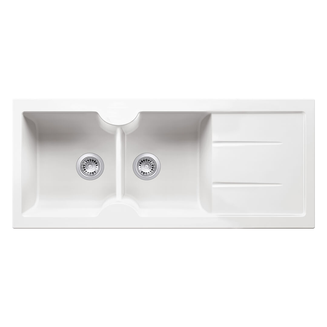 Turner Hastings Cuisine 116 x 50 Double Bowl Fireclay Sink with Drainer