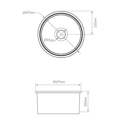 Turner Hastings Cuisine Round 47 Fireclay Single Sink